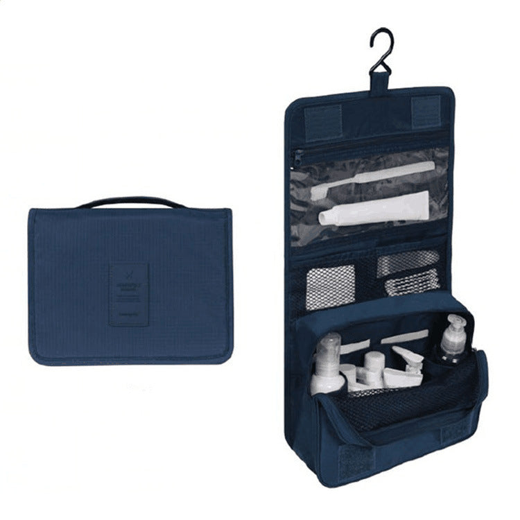 Hanging toiletry organizer for hotel stays