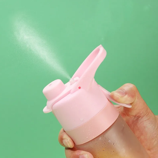 Sports water bottle with built-in misting spray