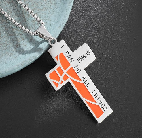 Baseball Cross Necklace – Stainless Steel Player Gift